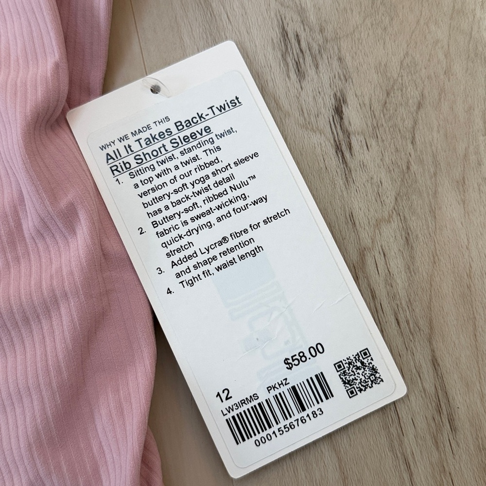 Lululemon All It Takes Back-Twist Rib Short Sleeve | Size 12 - Picture 3 of 8